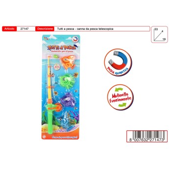 BLISTER PESCA PESCI TRASPARENTE MAGNETICO CM 40