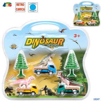 BLISTER 4 MEZZI 4 DINOSAURI ACCESSORI CM 7