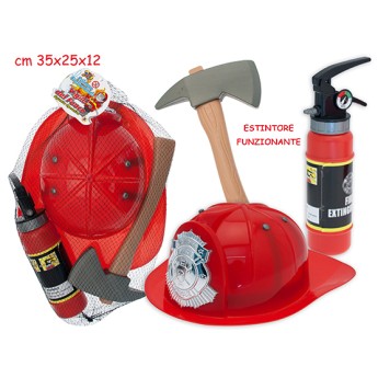 POMPIERI CASCO CON ESTINRORE ED ACCESSORI