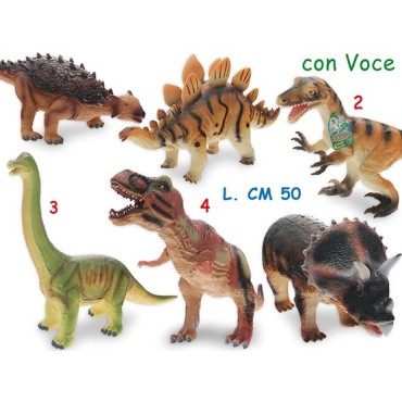 ANIMALI DINOSAURO SOFFICI GIGANTI CM 50 SUONI 6 MODELLI