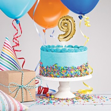 CAKE TOPPER ANNO 9 GOLD 23X9 CM