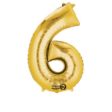 PALLONCINO NUMERALE FORMA ANNI 6 ORO 40 CM