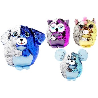 PELUCHE PELUX ANIMALE PAILLETTES 20 CM 4 MODELLI