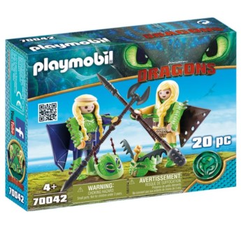 70042 PLAYMOBIL DRAGONS III TESTABRUTA & TESTADITUFO CON TUTA DA VOLO